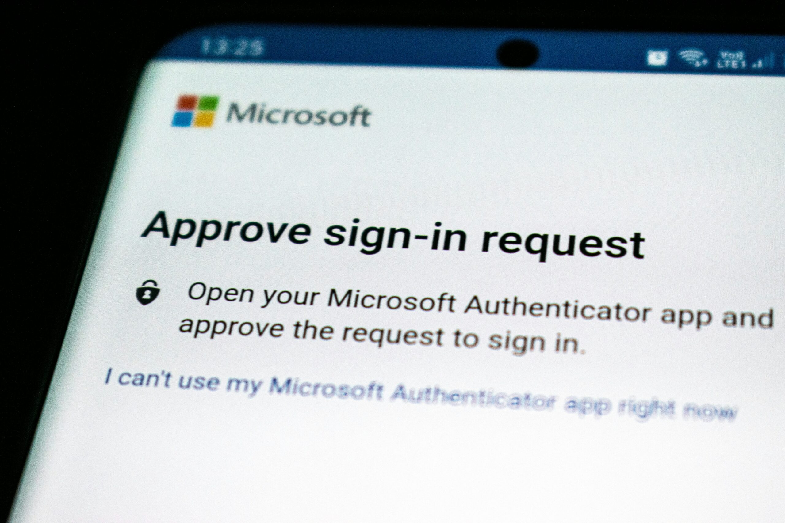 phone with MS authenticator shown on mobile phone to show how two-factor authentication works